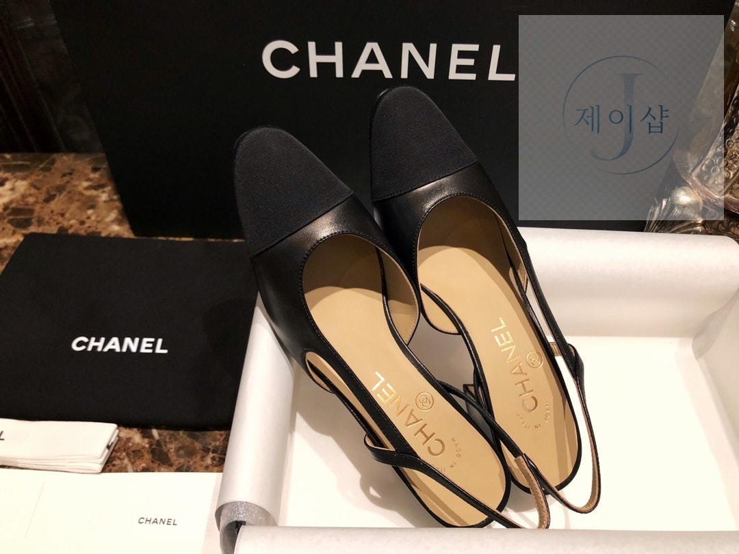 샤넬 블랙 고트스킨 그로그랭 슬링백 플랫 슈즈 “34SIZE – 41SIZE” - 상세 이미지