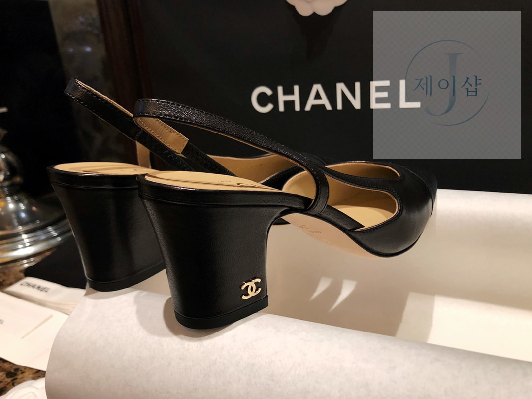 샤넬 블랙 고트스킨 그로그랭 슬링백 플랫 슈즈 “34SIZE – 41SIZE” - 상세 이미지