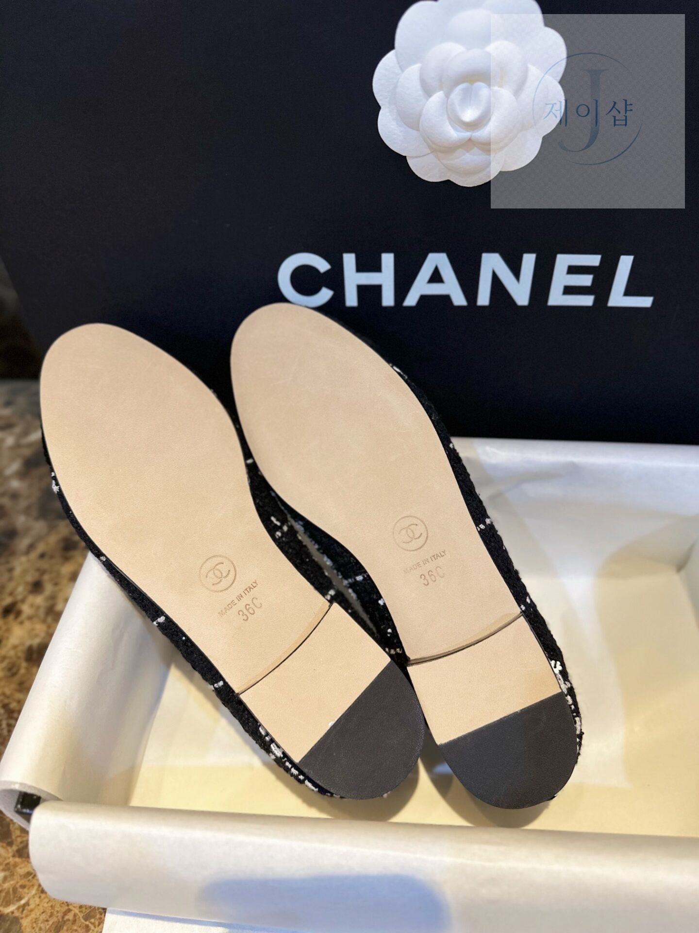샤넬 블랙 트위드 발레리나 플랫 슈즈 “35SIZE – 41SIZE” - 상세 이미지
