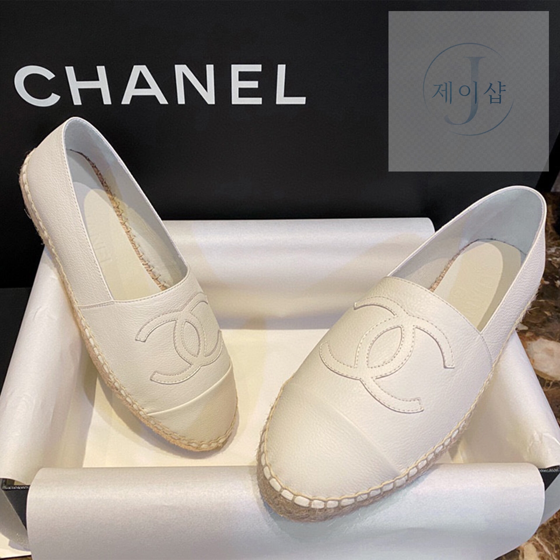 샤넬 화이트 레더 에스파듀 “35SIZE – 41SIZE”