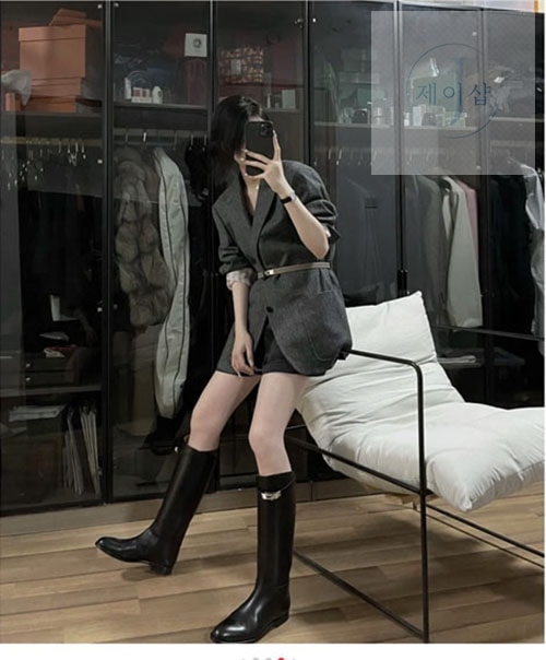 에르메스 켈리 실버 버클 롱 부츠 - 상세 이미지