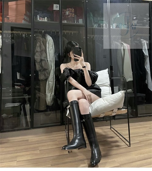 에르메스 켈리 실버 버클 롱 부츠 - 상세 이미지