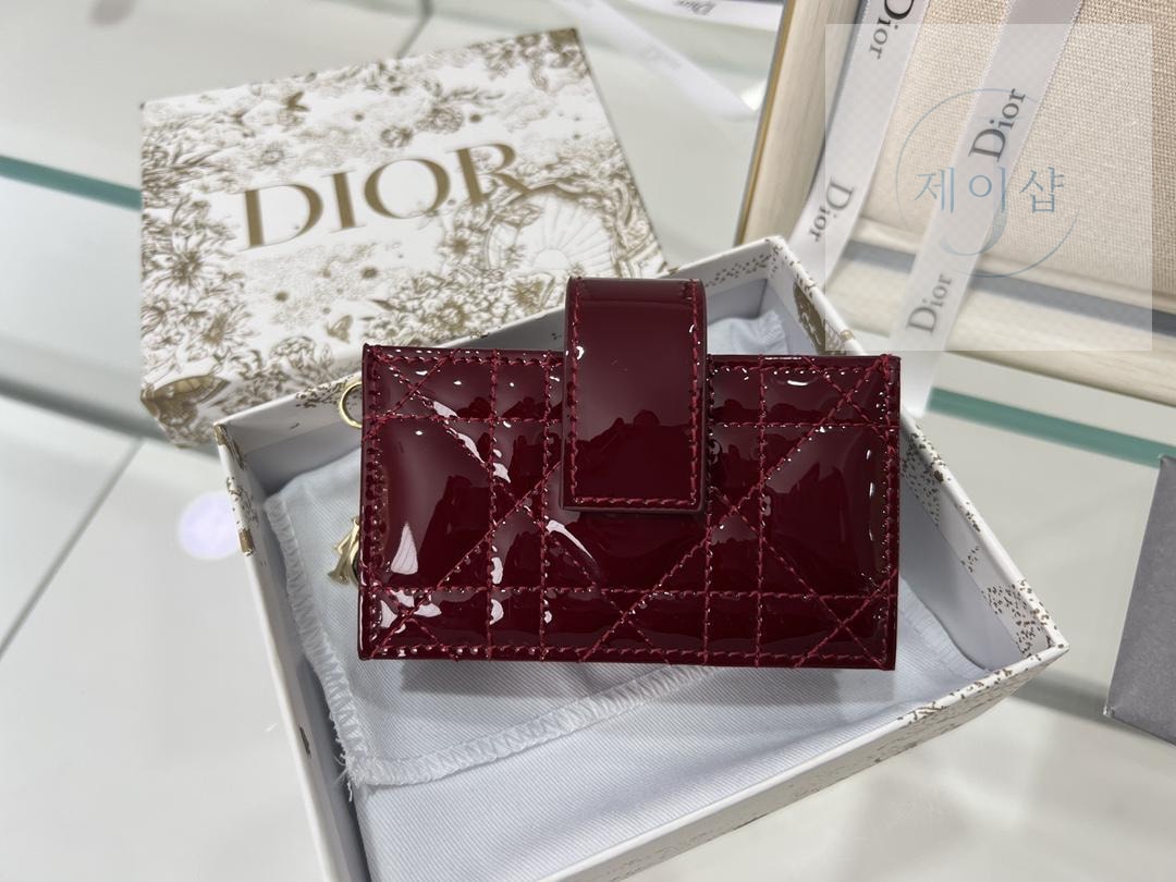 Dior Patent 5 Gusset Card Horder