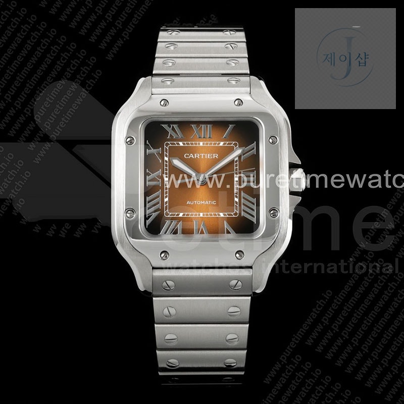 Cartier BV공장 까르띠에 산토스 2018 미디움 스틸 브라운다이얼 스마트링크브레이슬릿 Santos de Cartier 35mm SS BVF 1_1 Best Edition Brown Dial on SS SmartLinks Bracelet MIYOTA 9015 _ - 제이샵