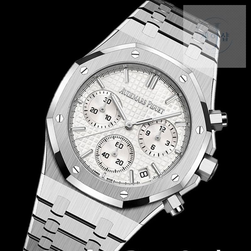 Audemars Piguet APS공장 오데마피게 로얄오크 크로노그래프 스틸 화이트다이얼 브레이슬릿 Royal Oak Chrono 26240 SS APSF 1_1 Best Edition Silver Dial on SS Bracelet SA4401 Super Clone - 제이샵
