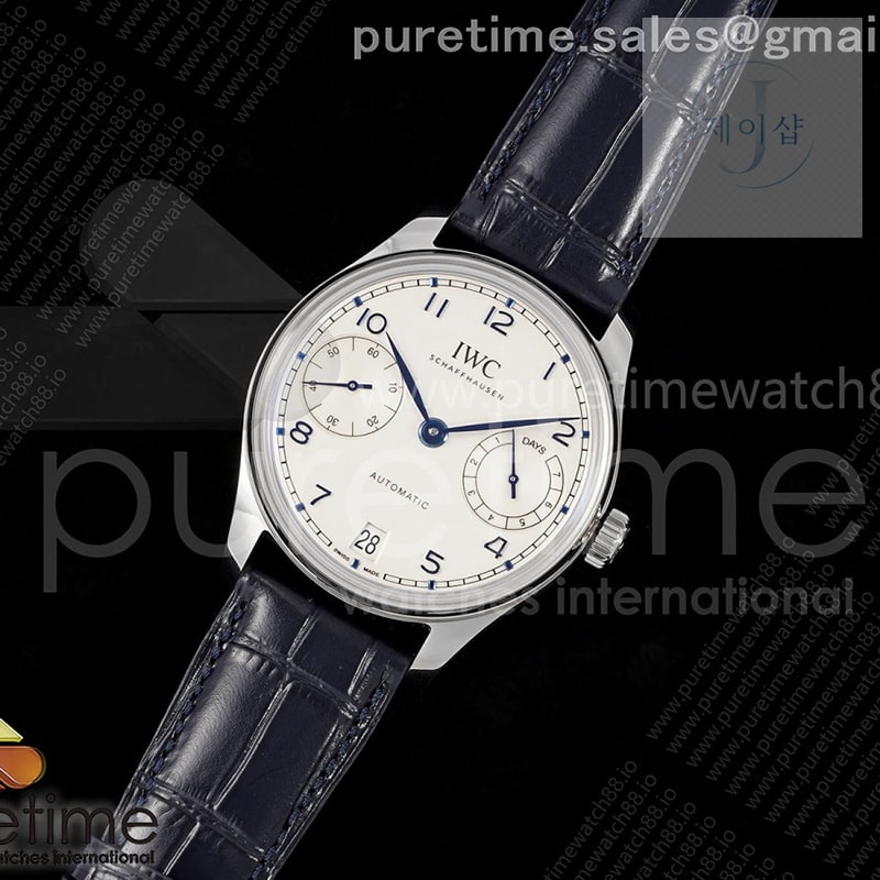 APS공장 IWC 포르투기저 스틸 화이트다이얼 블루가죽스트랩 Portugieser Automatic 42mm SS APSF 1_1 Best Edition White Dial Blue Marker on Blue Leather Strap A52011