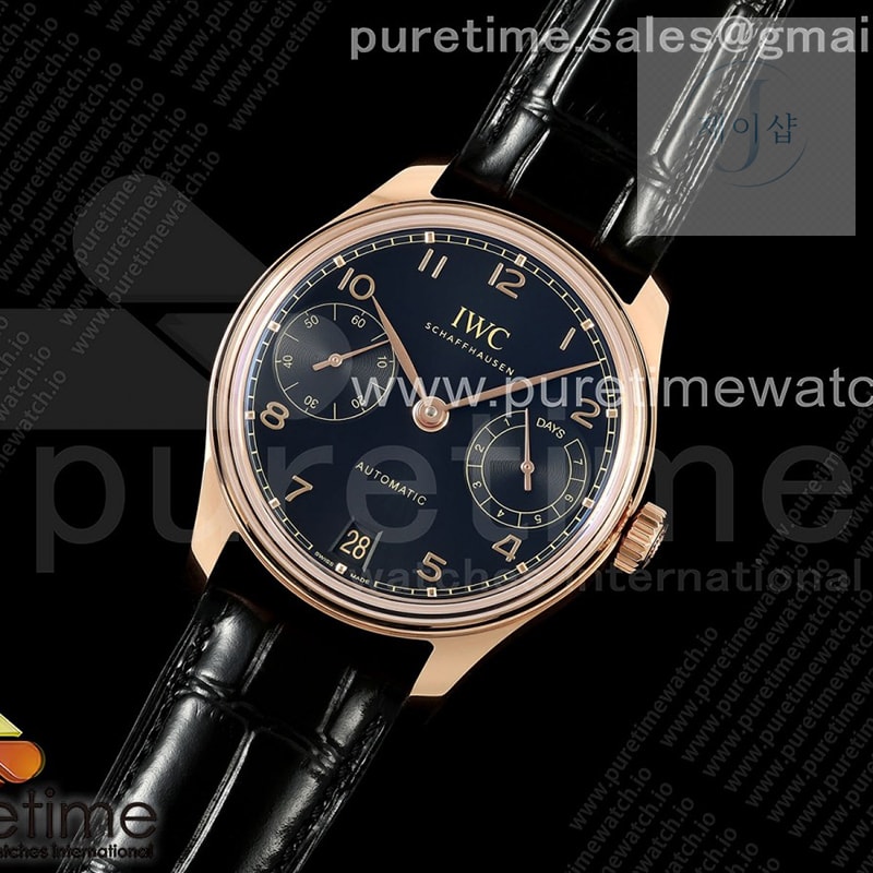 APS공장 IWC 포르투기저 오토메틱 로즈골드금통 블랙다이얼 블랙가죽스트랩 Portugieser Automatic 42mm RG APSF 1_1 Best Edition Black Dial on Black Leather Strap A52010