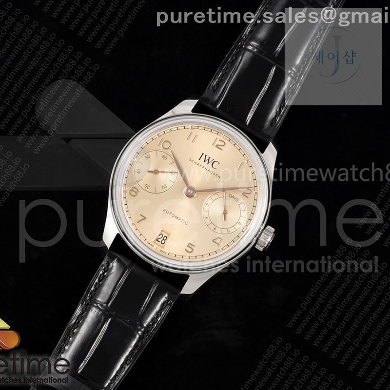 APS공장 IWC 포르투기저 오토메틱 스틸 로즈골드다이얼 블랙가죽스트랩 Portugieser Automatic 42mm SS APSF 1_1 Best Edition RG Dial on Black Leather Strap A52011