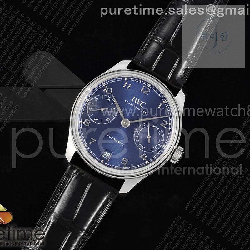 APS공장 IWC 포르투기저 오토메틱 스틸 블루다이얼 블랙가죽스트랩 Portugieser Automatic 42mm SS APSF 1_1 Best Edition Blue Dial on Black Leather Strap A52011