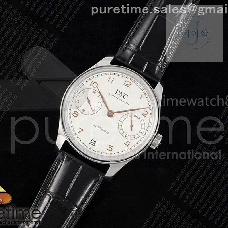 APS공장 IWC 포르투기저 오토메틱 스틸 화이트다이얼 블랙가죽스트랩 Portugieser Automatic 42mm SS APSF 1_1 Best Edition White Dial RG Marker on Black Leather Strap A52011