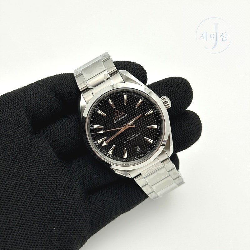VS공장 오메가 씨마스터 아쿠아테라 150m 블랙다이얼 그린핸즈 브레이슬릿 41mm Aqua Terra 150M Master Chronometers Black Dial Green Hand on SS Bracelet A8900 Super Clone