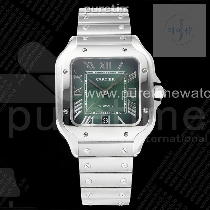 AF공장 까르띠에 산토스 라지 그린다이얼 브레이슬릿 Santos de Cartier 40mm SS AF 1_1 Best Edition Green Dial on SS SmartLinks Bracelet MIYOTA 9015
