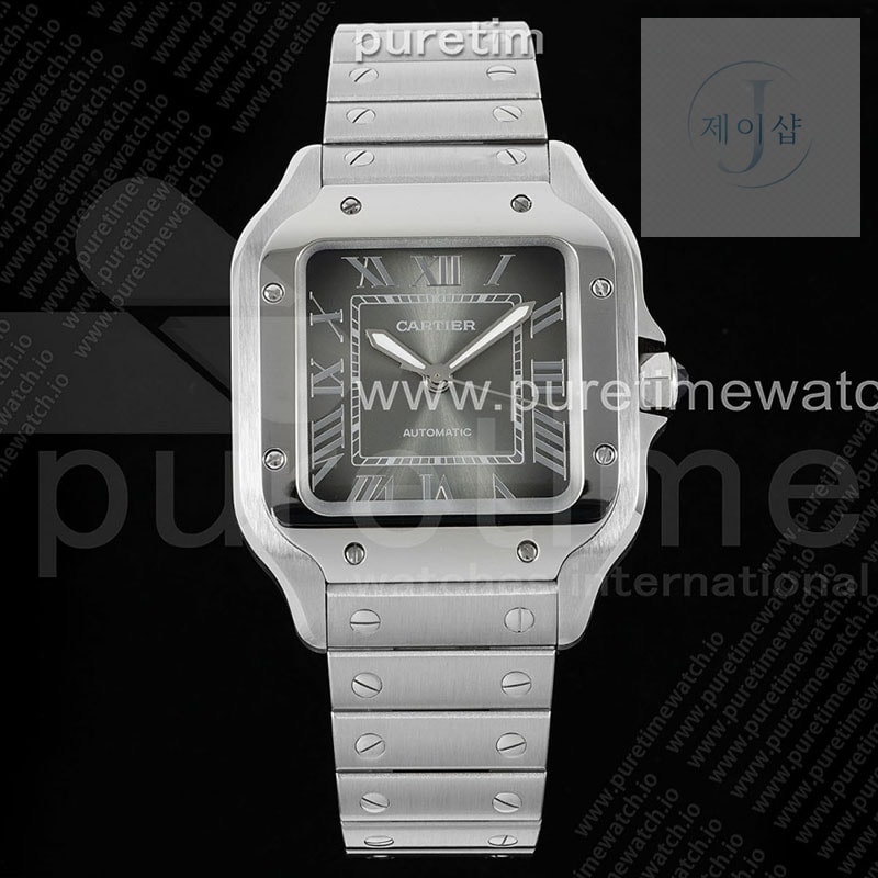 AF공장 까르띠에 산토스 미디움 그레이다이얼 브레이슬릿 Santos de Cartier 35mm SS AF 1_1 Best Edition Gray Dial on SS SmartLinks Bracelet MIYOTA 9015 _
