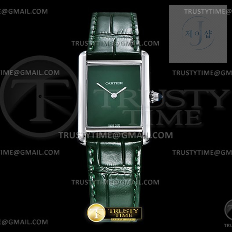 DR공장 까르띠에 탱크 머스트 라지 그린다이얼 악어스트랩 Cartier Tank Must SS_LE Green DRF Swiss Qtz