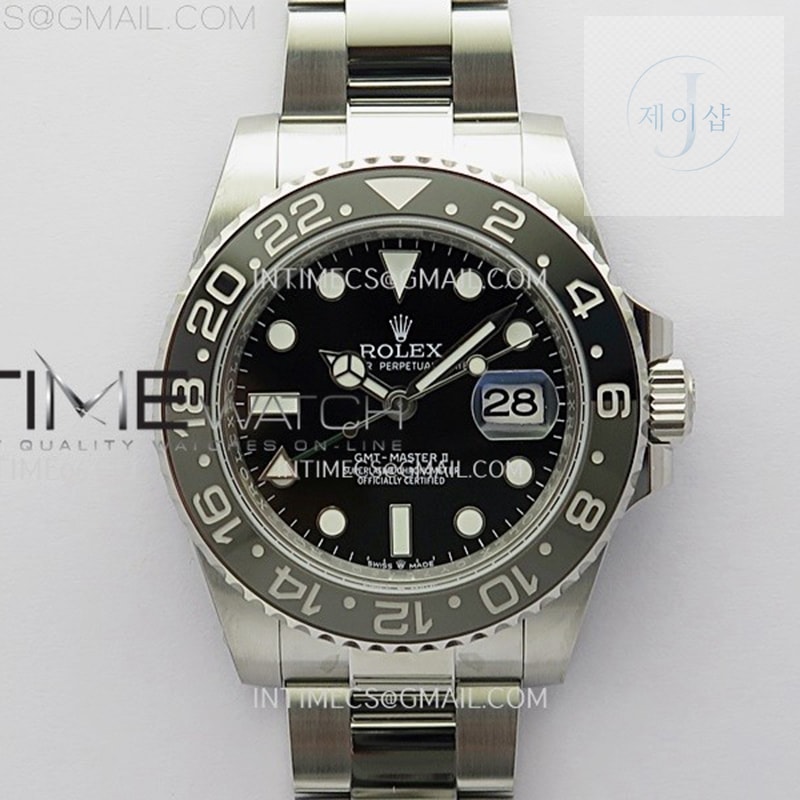 APS공장 롤렉스 GMT마스터2 GRNR 블랙다이얼 그레이앤블랙베젤 오이스터브레이슬릿 GMT-Master II 126710 GRNR BlackGray Ceramic 904L SS APSF 1：1 Best Edition Black Dial On Oyster Bracelet VR3285 CHS