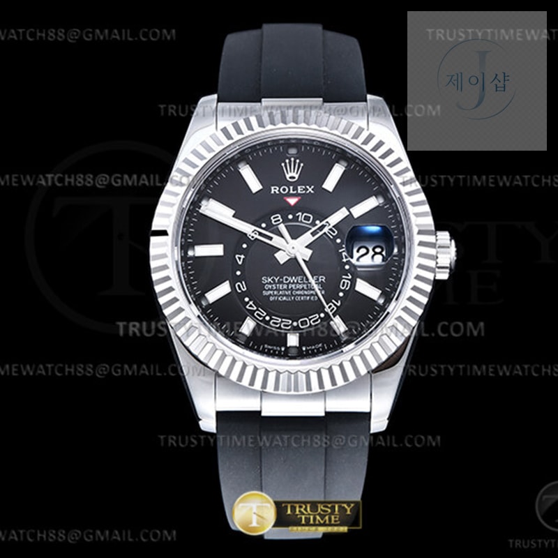 ZF공장 롤렉스 스카이드웰러 스틸 블랙다이얼 러버스트랩 텅스텐 Skydweller 336239 Wt WG_RU Black ZF V2 Asia 2824