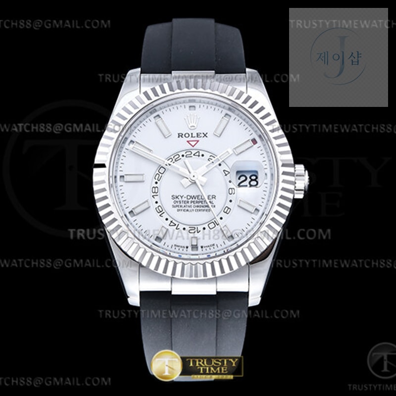 ZF공장 롤렉스 스카이드웰러 스틸 화이트다이얼 러버스트랩 텅스텐 Skydweller 336239 Wt WG_RU White ZF V2 Asia 2824