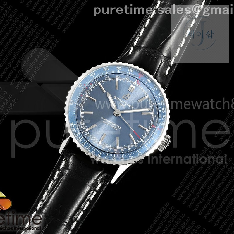 TF공장 브라이틀링 내비타이머 41 블루다이얼 블랙가죽스트랩 Navitimer 41 SS TF 1_1 Best Edition Blue Dial on Black Leather Strap A2824