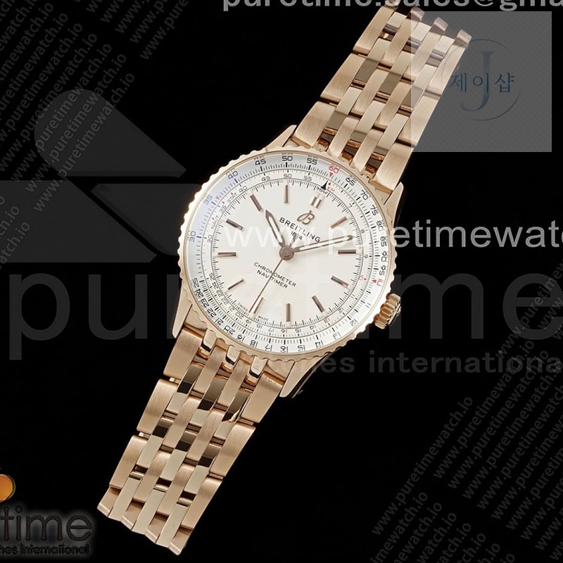 TF공장 브라이틀링 내비타이머 41미리 로즈골드금통 화이트다이얼 브레이슬릿 Navitimer Automatic 41mm RG TF 1_1 Best Edition White Dial on RG Bracelet A2824