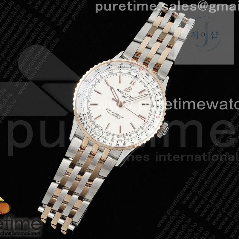 TF공장 브라이틀링 내비타이머 41미리 로즈골드콤비 화이트다이얼 브레이슬릿 Navitimer Automatic 41mm SS_RG TF 1_1 Best Edition White Dial on SS_RG Bracelet A2824