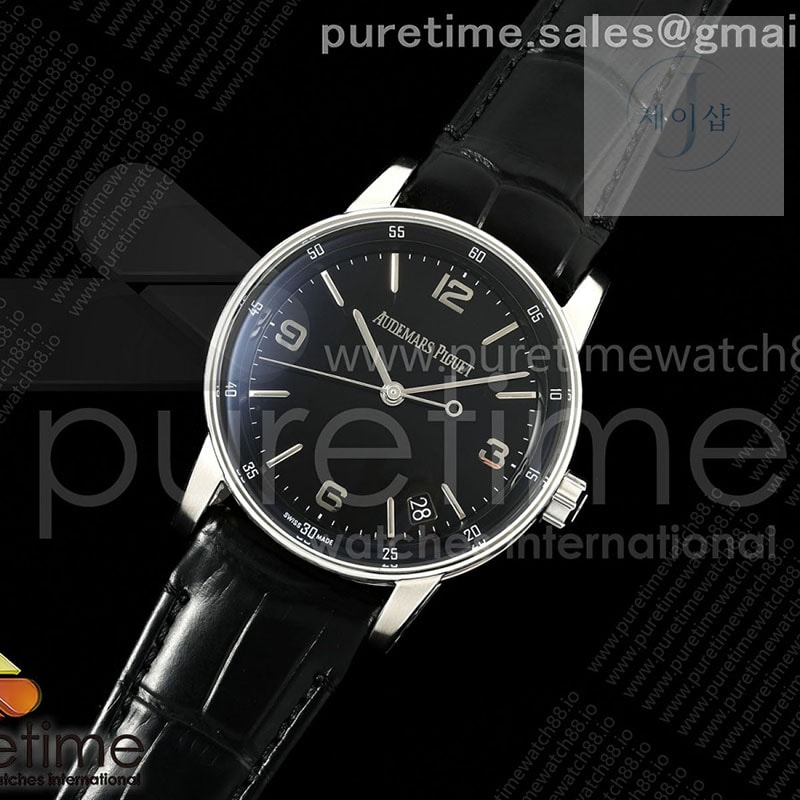 APS공장 오데마피게 로얄오크 15210 CODE 11.59 스틸 블랙다이얼 가죽스트랩 Code 11.59 SS 15210 APSF 1_1 Best Edition Black Dial on Black Leather Strap SA4302 Super Clone