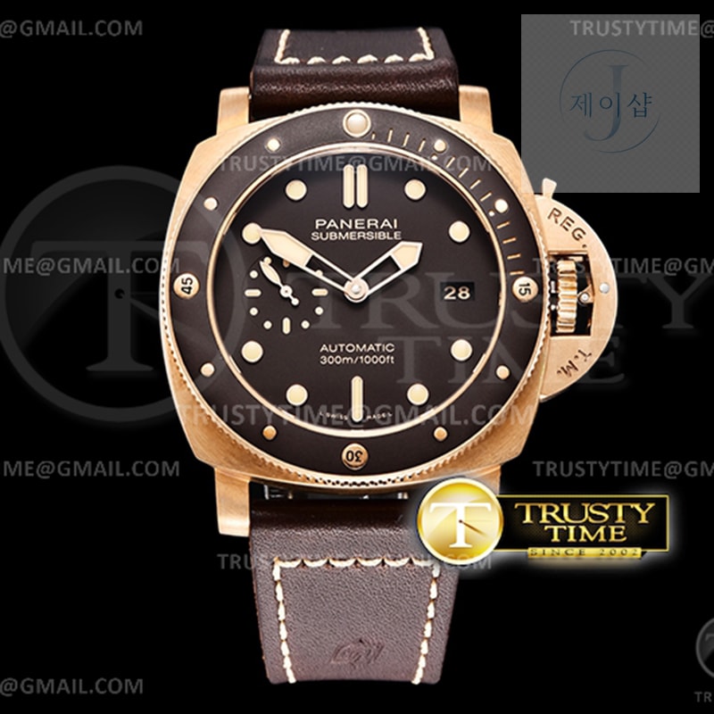 VS공장 파네라이 PAM968 브론조 브라운다이얼 가죽스트랩 PAM 968 Submersible Bronzo 47mm BR_LE Brn VSF Mod 9010
