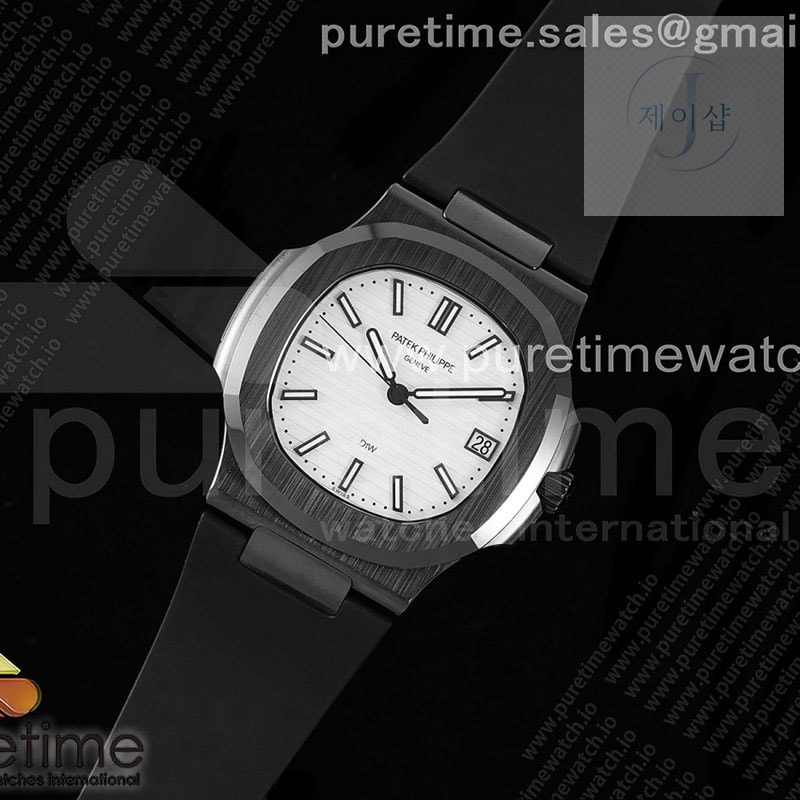 AMG공장 파텍필립 노틸러스 5711 블랙풀세라믹 화이트다이얼 블랙러버스트랩 AET Nautilus 5711 Black Ceramic AMGF Best Edition White Dial on Black Rubber Strap MIYOTA 9015