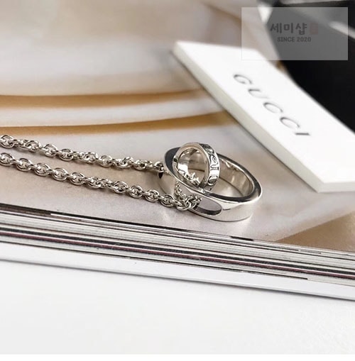 Gucci 구찌 더블링 팬던트 목걸이 실버 50+5㎝ 악세사리 4번 이미지