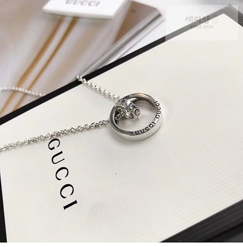 Gucci 구찌 더블링 팬던트 목걸이 실버 50+5㎝ 악세사리 6번 이미지