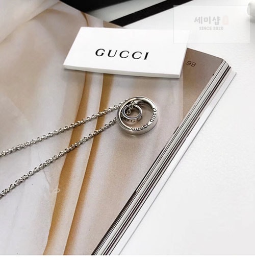 Gucci 구찌 더블링 팬던트 목걸이 실버 50+5㎝ 악세사리 7번 이미지