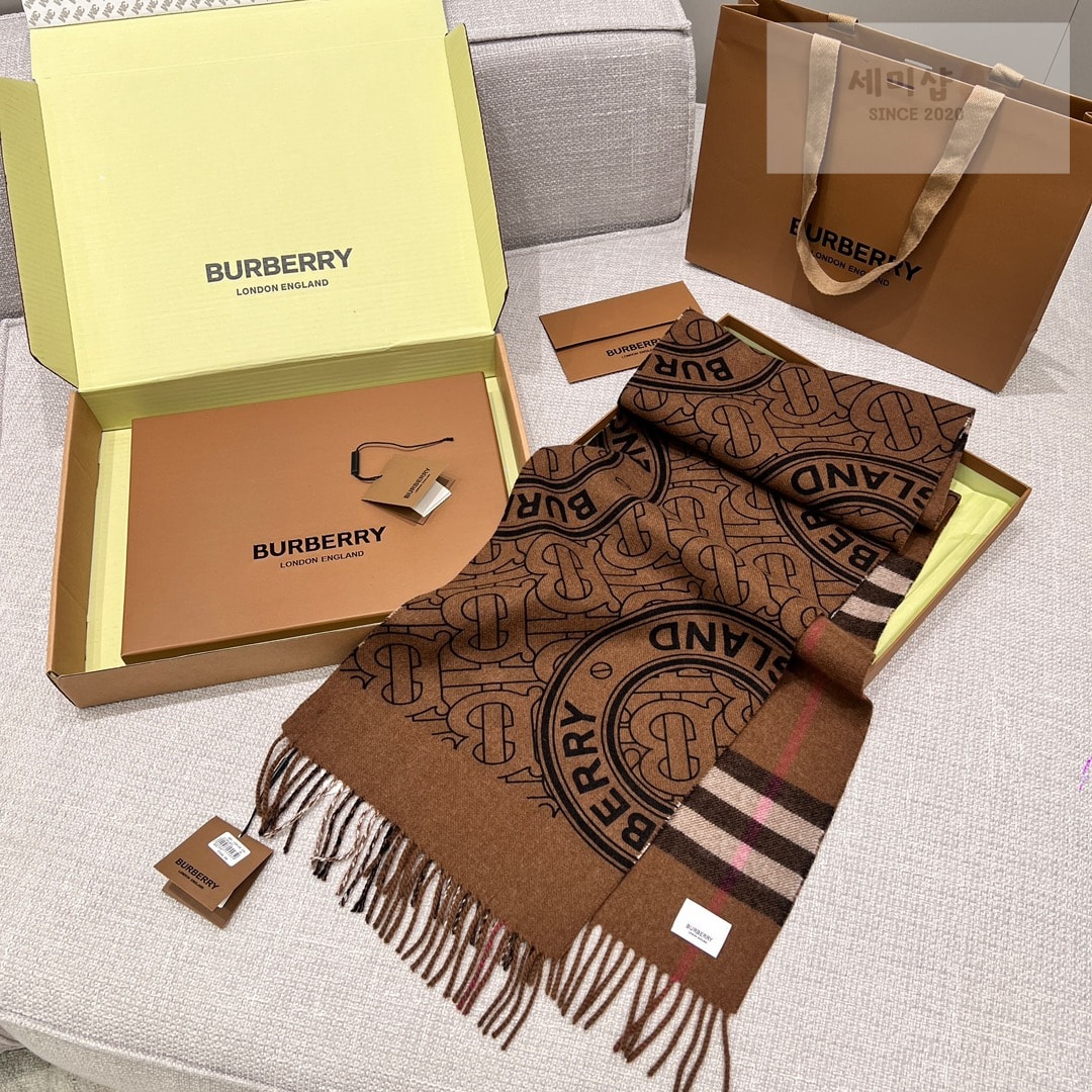 Burberry 버버리 리버시블 체크 모노그램 캐시미어 스카프 머플러 2컬러 악세사리 7번 이미지