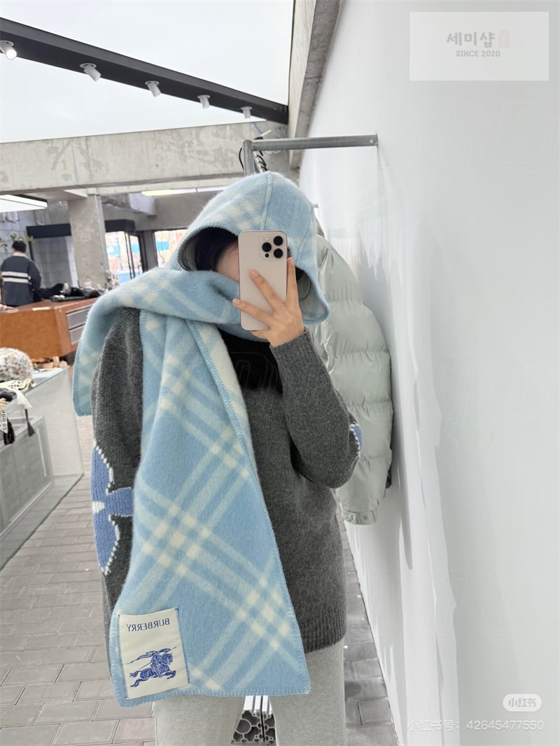 버버리 버버리 리버시블 체크 울 스카프 머플러 블루 악세사리 6번 이미지