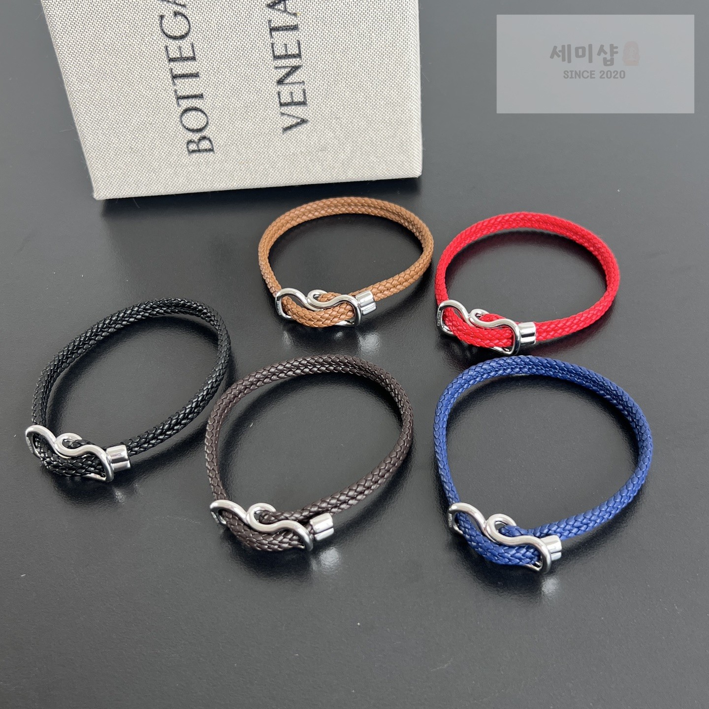 Bottega Veneta 보테가베네타 스털링 실버 브레이드 나파 레더 브레이슬릿 829387 브라운 악세사리 1번 이미지