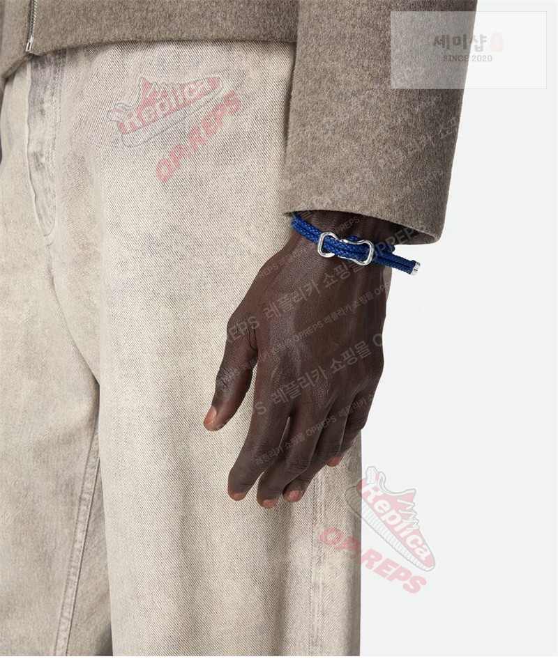 Bottega Veneta 보테가베네타 스털링 실버 브레이드 나파 레더 브레이슬릿 829387 브라운 악세사리 5번 이미지