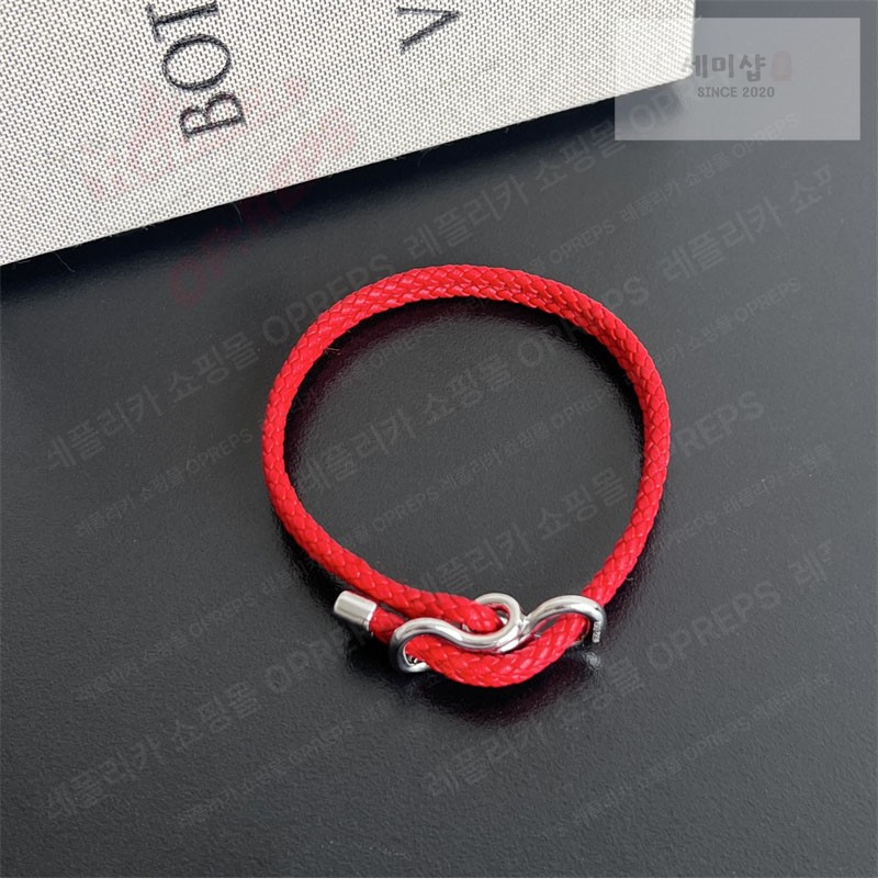 Bottega Veneta 보테가베네타 스털링 실버 브레이드 나파 레더 브레이슬릿 829387 브라운 악세사리 7번 이미지