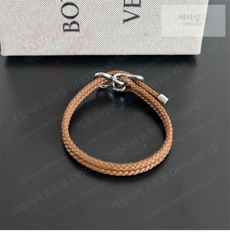 Bottega Veneta 보테가베네타 스털링 실버 브레이드 나파 레더 브레이슬릿 829387 브라운 악세사리 14번 이미지