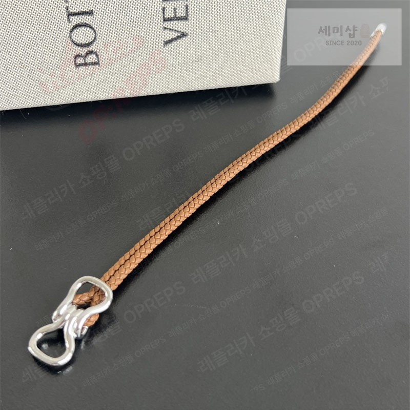 Bottega Veneta 보테가베네타 스털링 실버 브레이드 나파 레더 브레이슬릿 829387 브라운 악세사리 16번 이미지
