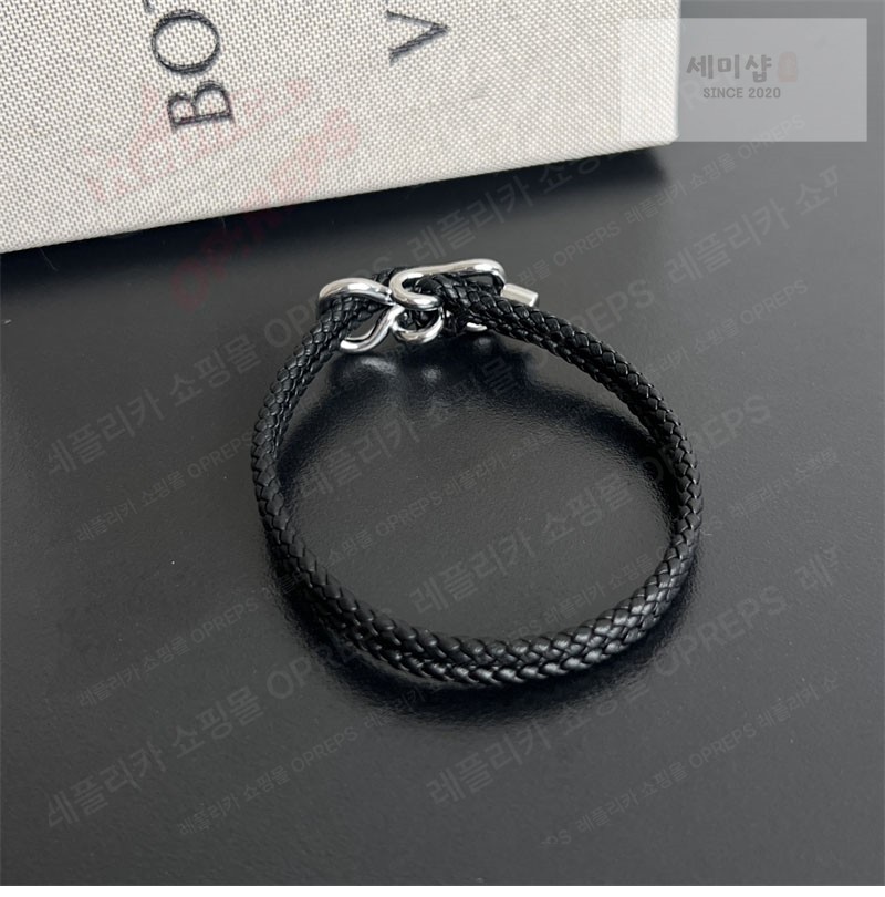 Bottega Veneta 보테가베네타 스털링 실버 브레이드 나파 레더 브레이슬릿 829387 브라운 악세사리 20번 이미지
