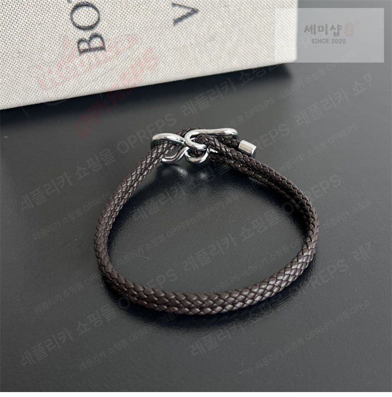 Bottega Veneta 보테가베네타 스털링 실버 브레이드 나파 레더 브레이슬릿 829387 브라운 악세사리 32번 이미지