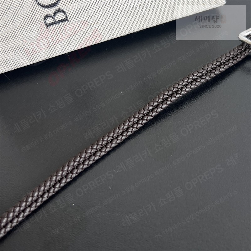Bottega Veneta 보테가베네타 스털링 실버 브레이드 나파 레더 브레이슬릿 829387 브라운 악세사리 36번 이미지
