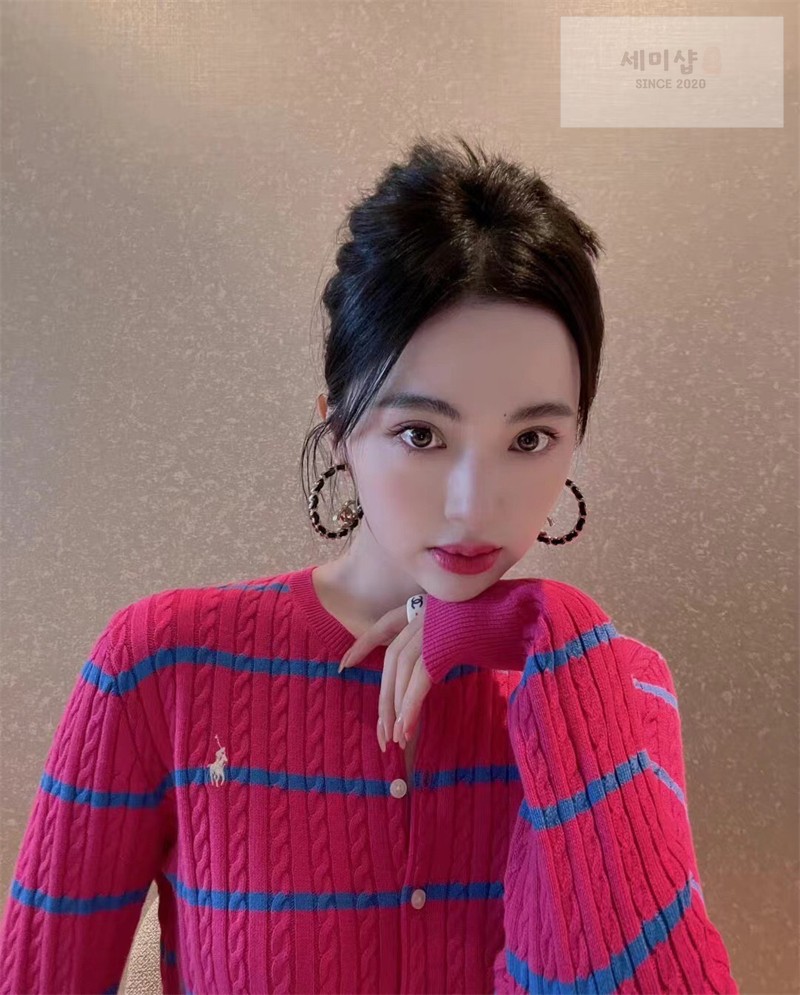C H A N E L 샤넬 클래식 CC 레더 체인 라운드 후프 이어링 악세사리 3번 이미지