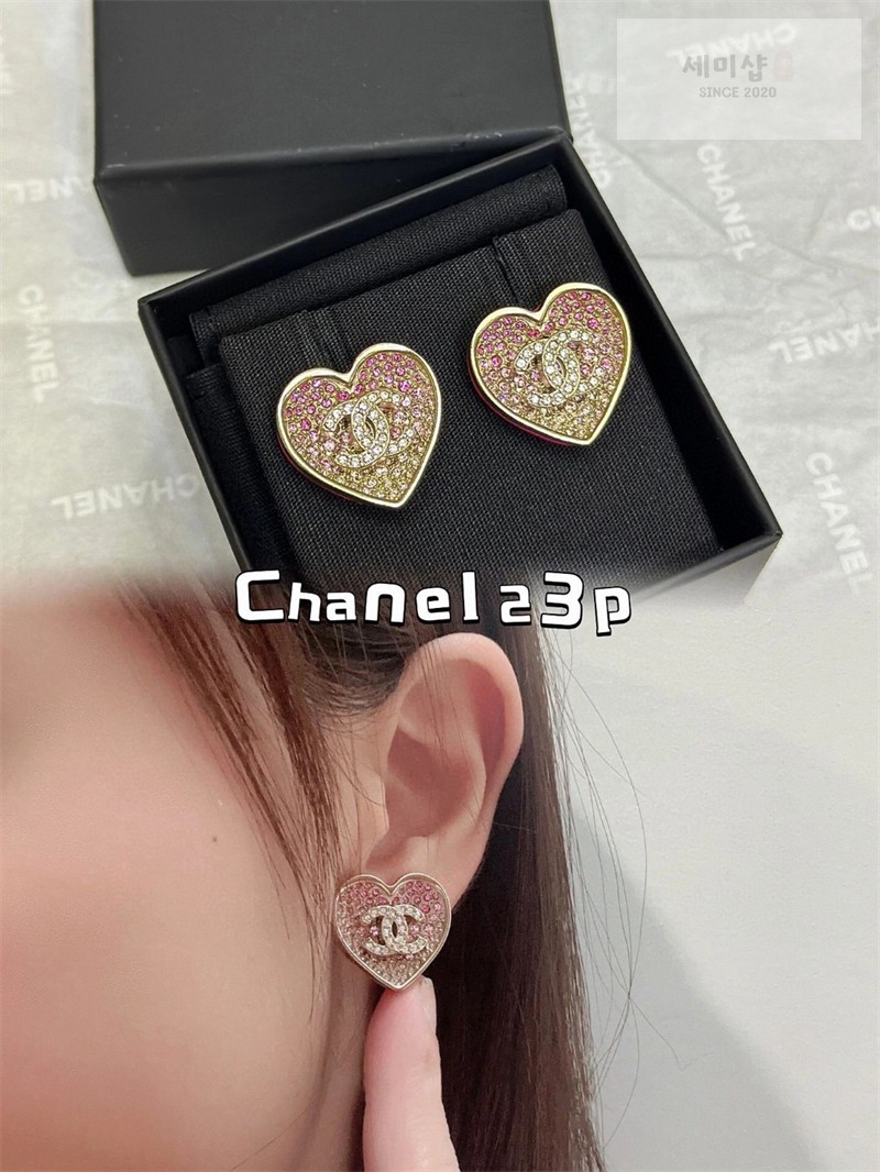 C H A N E L 샤넬 하트 CC 로고 그라데이션 이어링 악세사리 9번 이미지