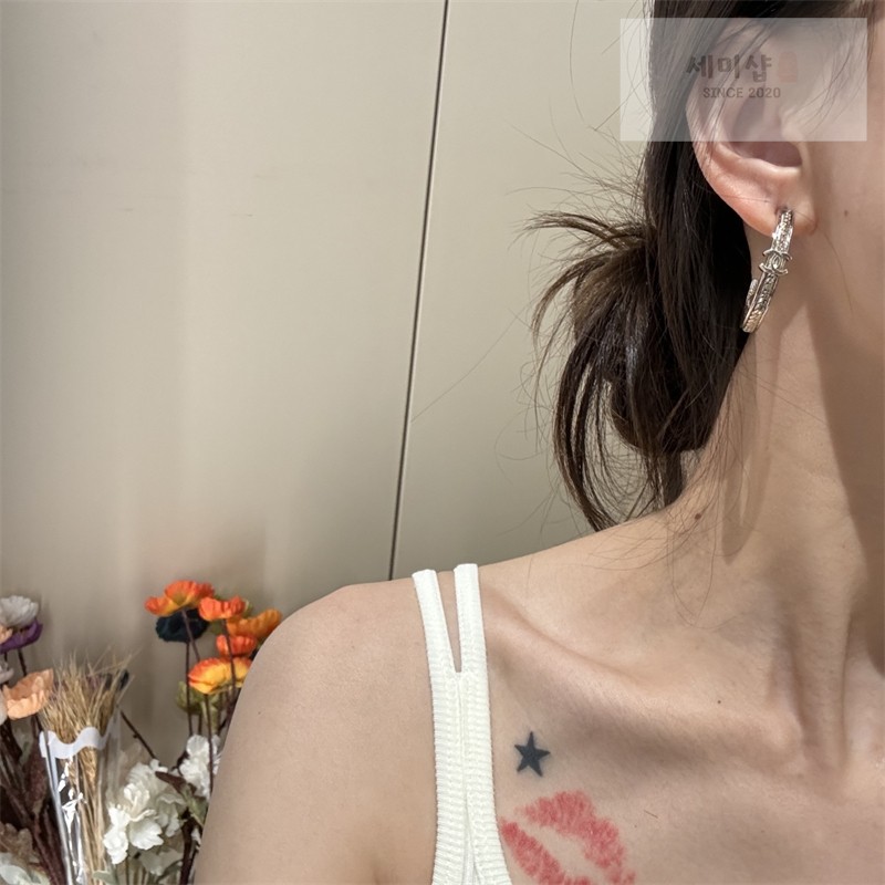 C H A N E L 샤넬 CC로고 체인 링크 후프 이어링 악세사리 3번 이미지