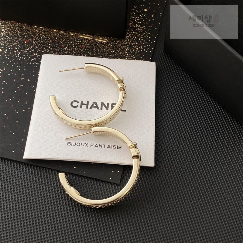 C H A N E L 샤넬 CC로고 체인 링크 후프 이어링 악세사리 5번 이미지