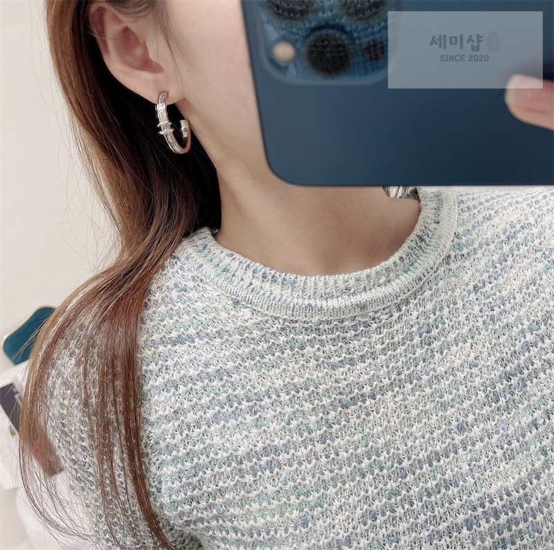 C H A N E L 샤넬 CC로고 체인 링크 후프 이어링 악세사리 9번 이미지