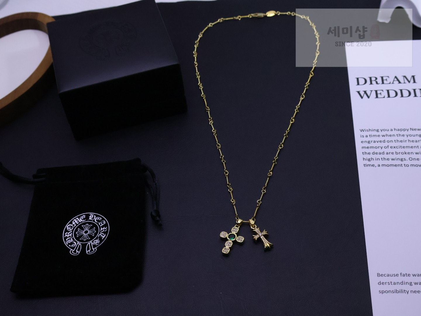 Chrome Hearts 크롬하츠 골드 타이니 CH 크로스 펜던트 옐로우 골드 악세사리 4번 이미지