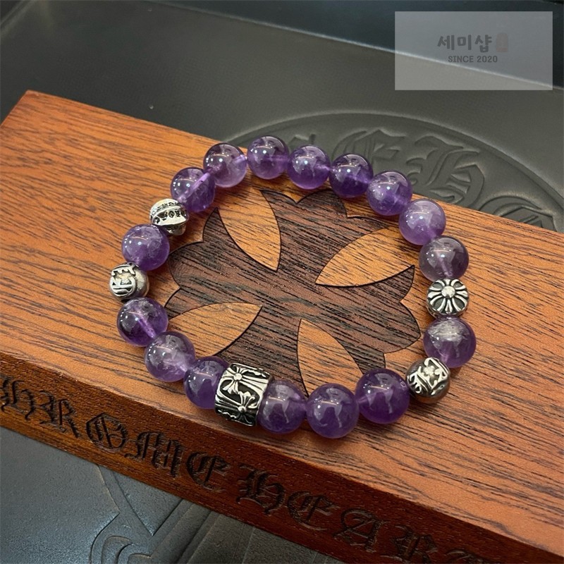Chrome Hearts 크롬하츠 자수정 비즈 브레이슬릿 자수정 악세사리 4번 이미지