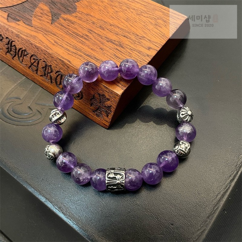 Chrome Hearts 크롬하츠 자수정 비즈 브레이슬릿 자수정 악세사리 5번 이미지