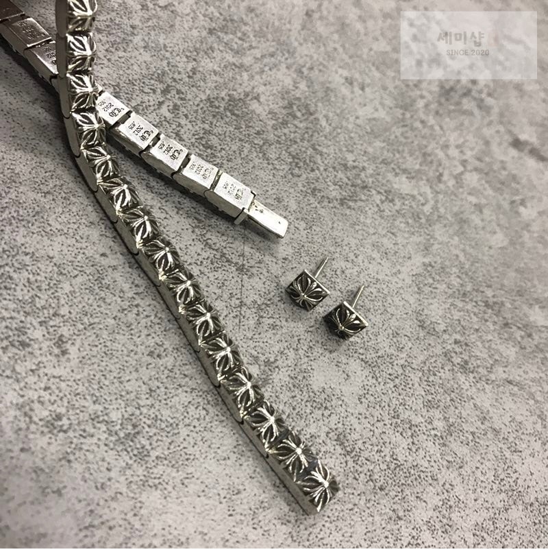 Chrome Hearts 크롬하츠 크로스 블럭 925 실버 팔찌 악세사리 4번 이미지