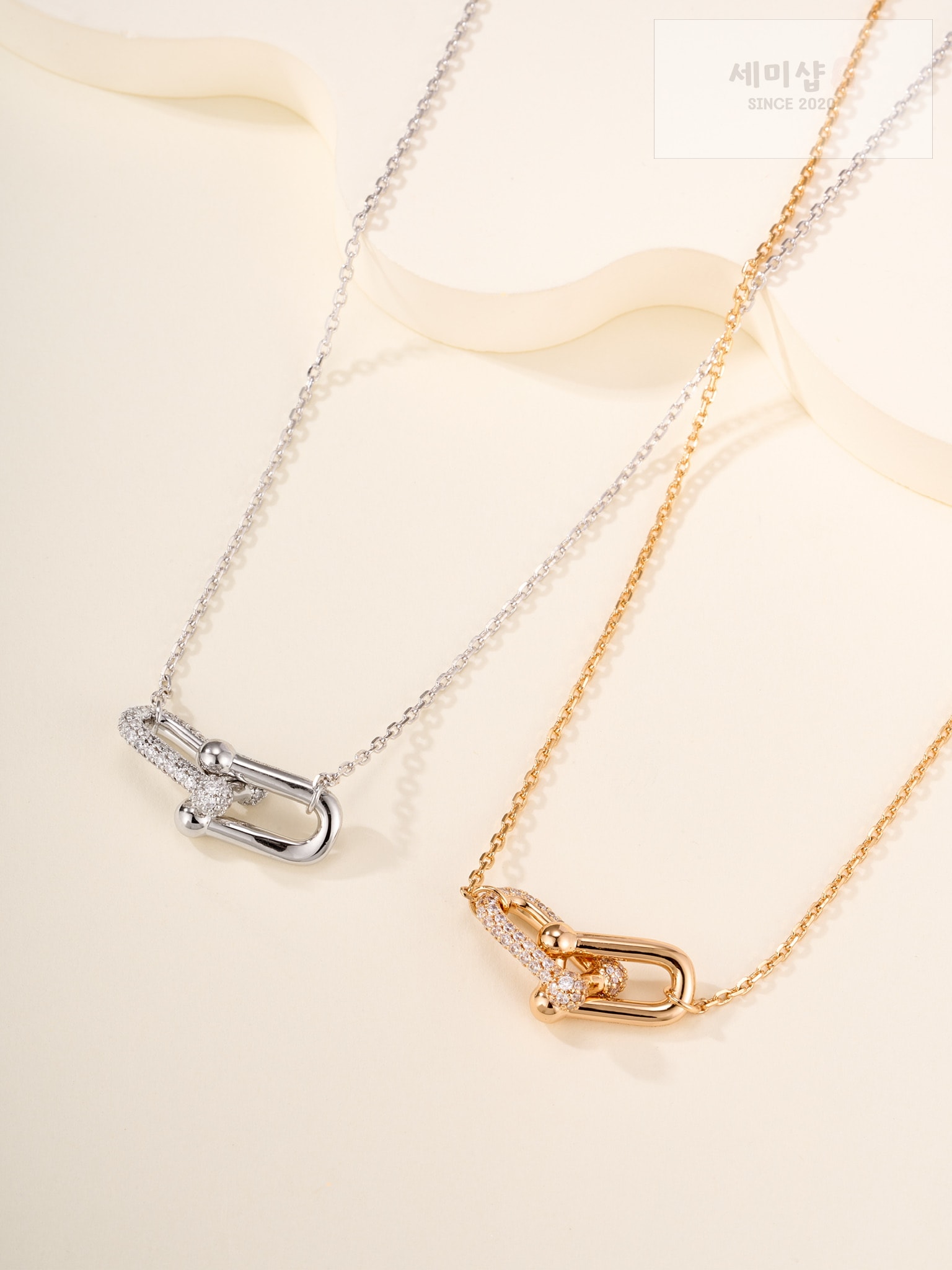 Tiffany And Co 티파니 하드웨어 더블 인터록킹 팬던트 네클리스 실버 악세사리 1번 이미지